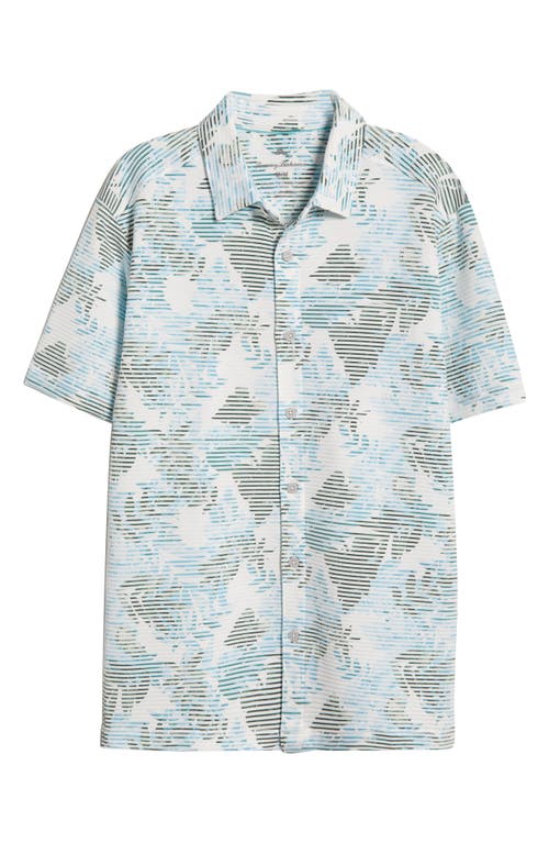 Tommy Bahama Costa Wave Allegro Fronds Short Sleeve Performance Button-up Shirt In Misty Jade