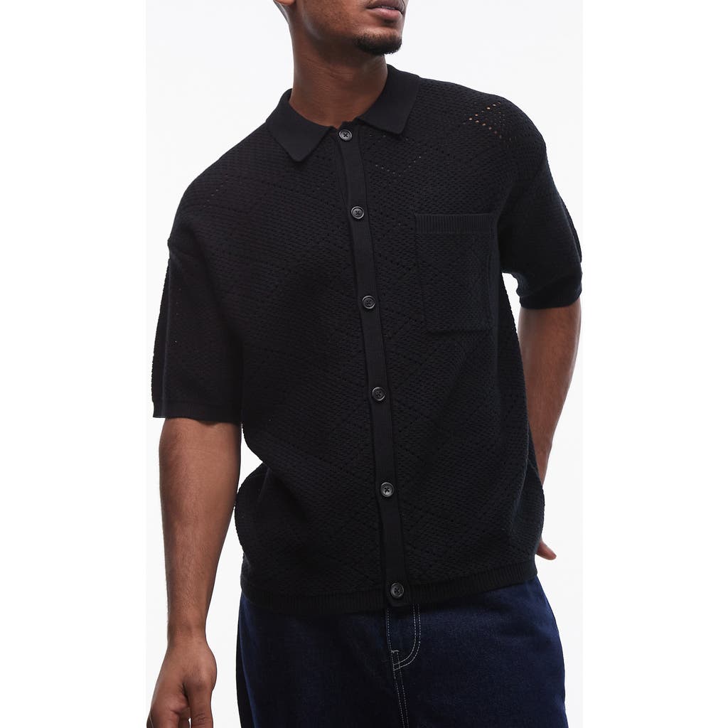 Shop Topman Open Knit Button-up Shirt