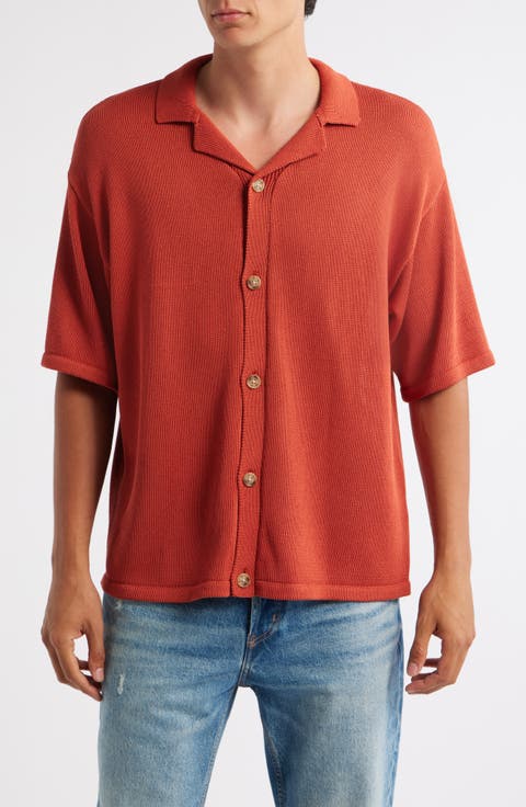 Relaxed Fit Knit Camp Shirt
