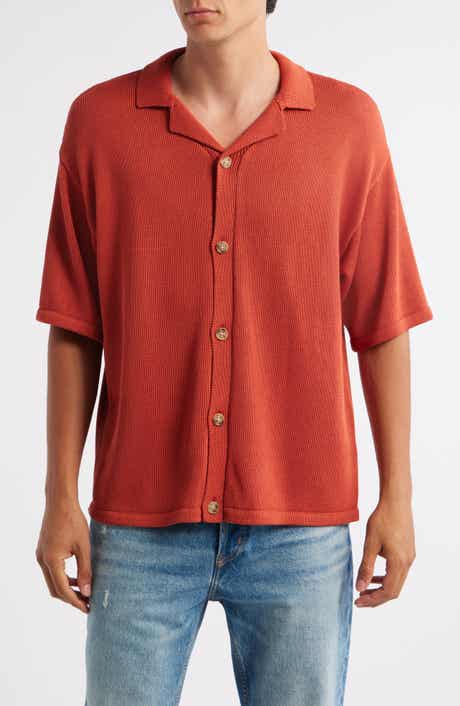 Topman Relaxed Fit Knit Camp Shirt
