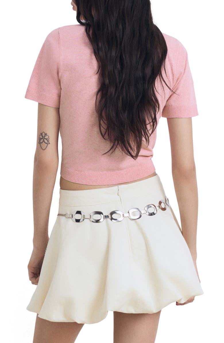 MANGO Cielo Short Sleeve Polo Sweater, Alternate, color, Pastel Pink
