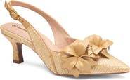 Johnston & Murphy Lindsey Flower Slingback Pointed Toe Kitten Heel Pump