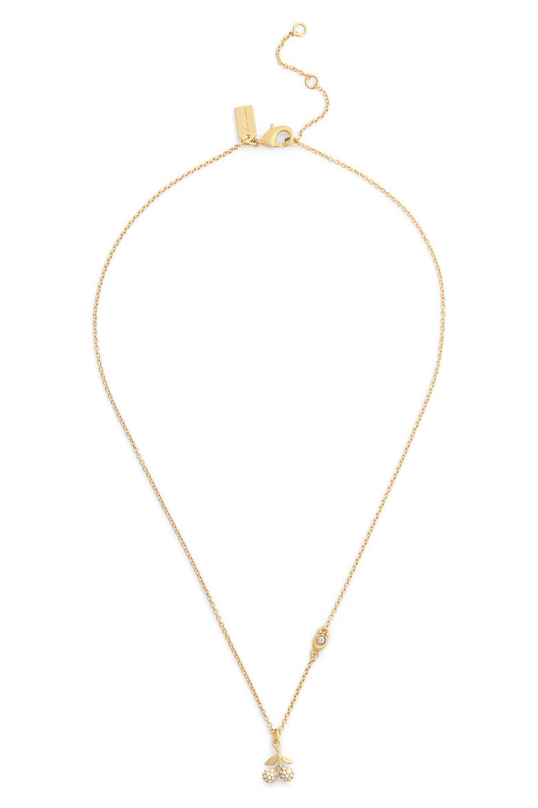 Pavé Cherry Pendant Necklace, Alternate, color, CRYSTAL/ GOLD
