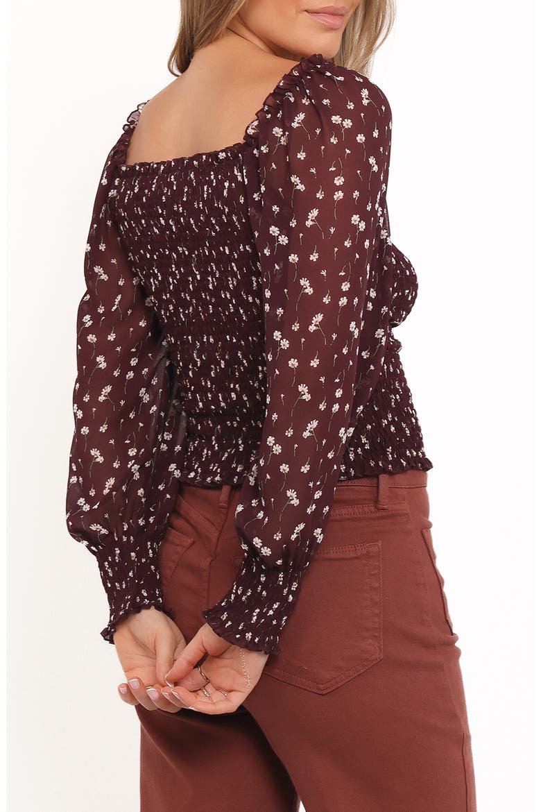 Greta Floral Smocked Top, Alternate, color, BURGUNDY FLORAL