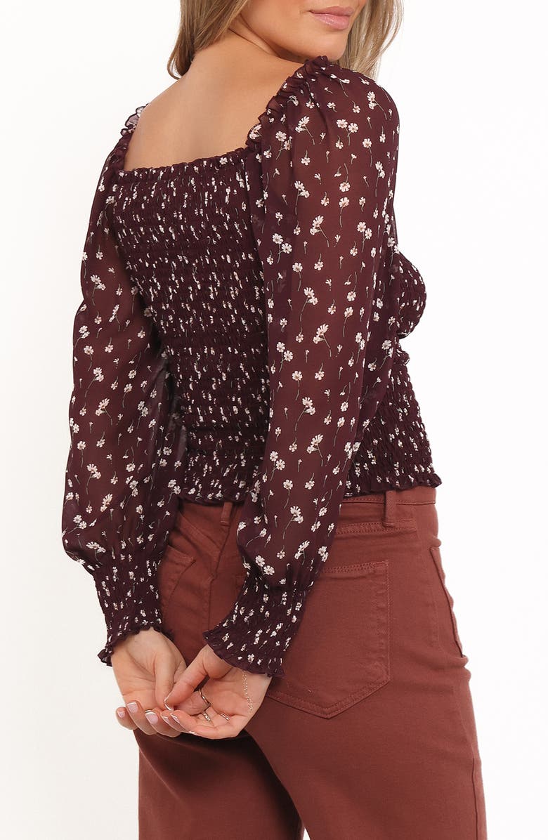 Petal & Pup Greta Floral Smocked Top, Alternate, color, Burgundy Floral