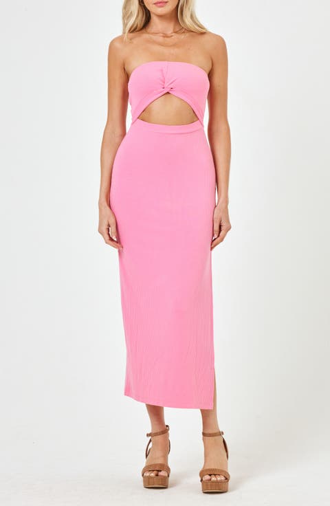 Kierra Cutout Strapless Rib Cover-Up Dress