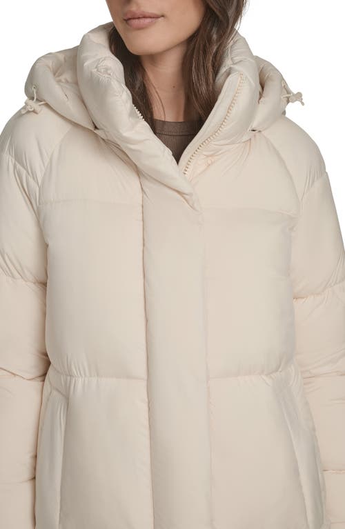 Levi's Water Resistant Mid Length Hooded Puffer Jacket In White