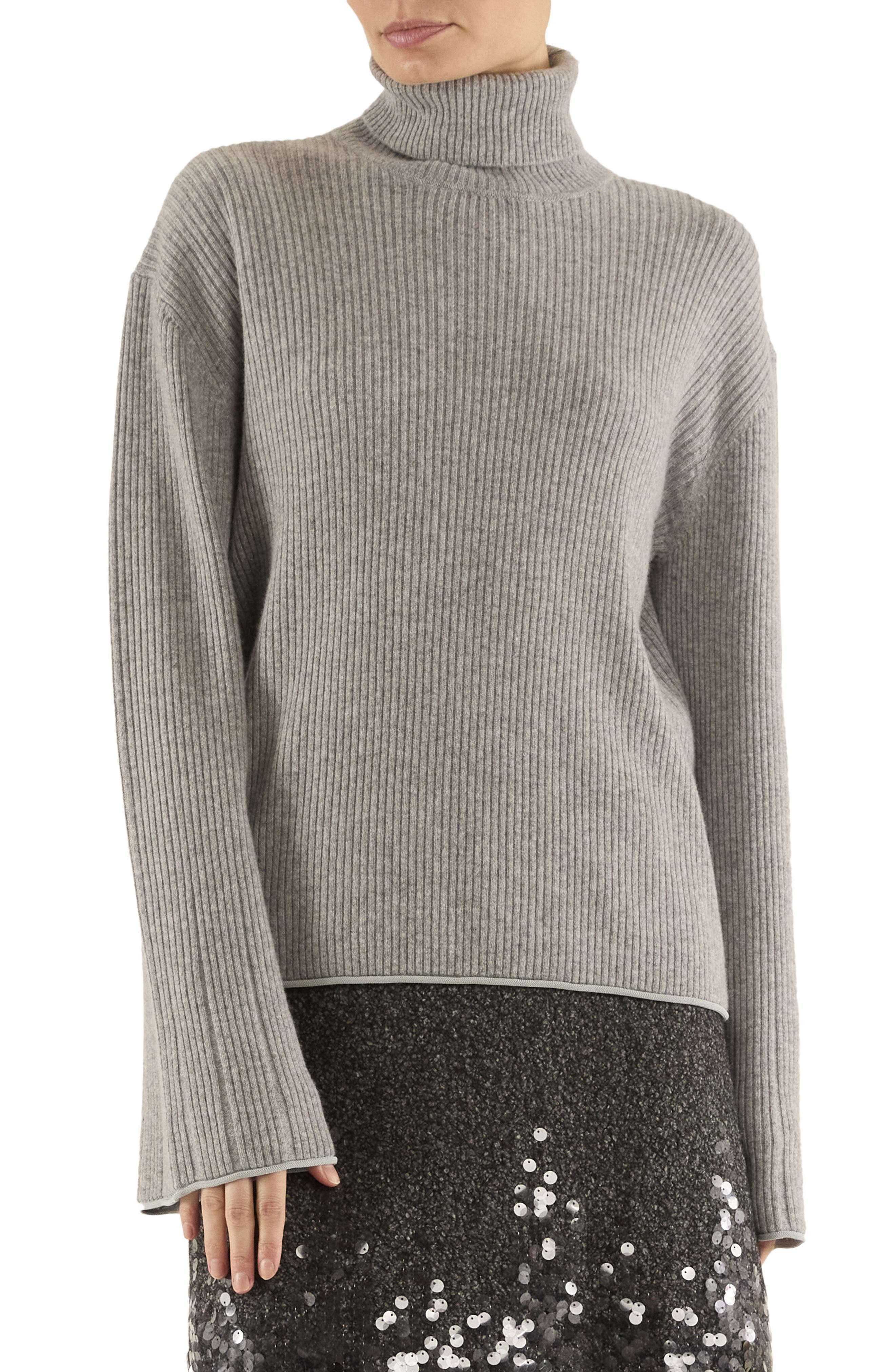 Christina Ribbed Cashmere Turtleneck Sweater