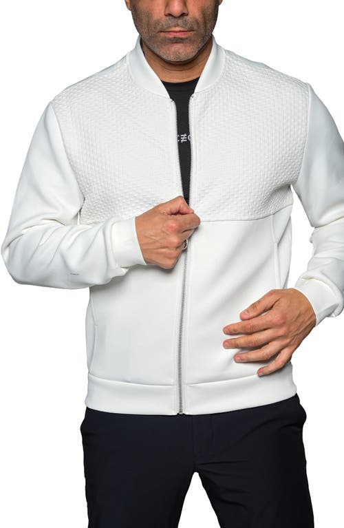Maceoo Resistance047 White Embossed Bomber Jacket In Animal Print