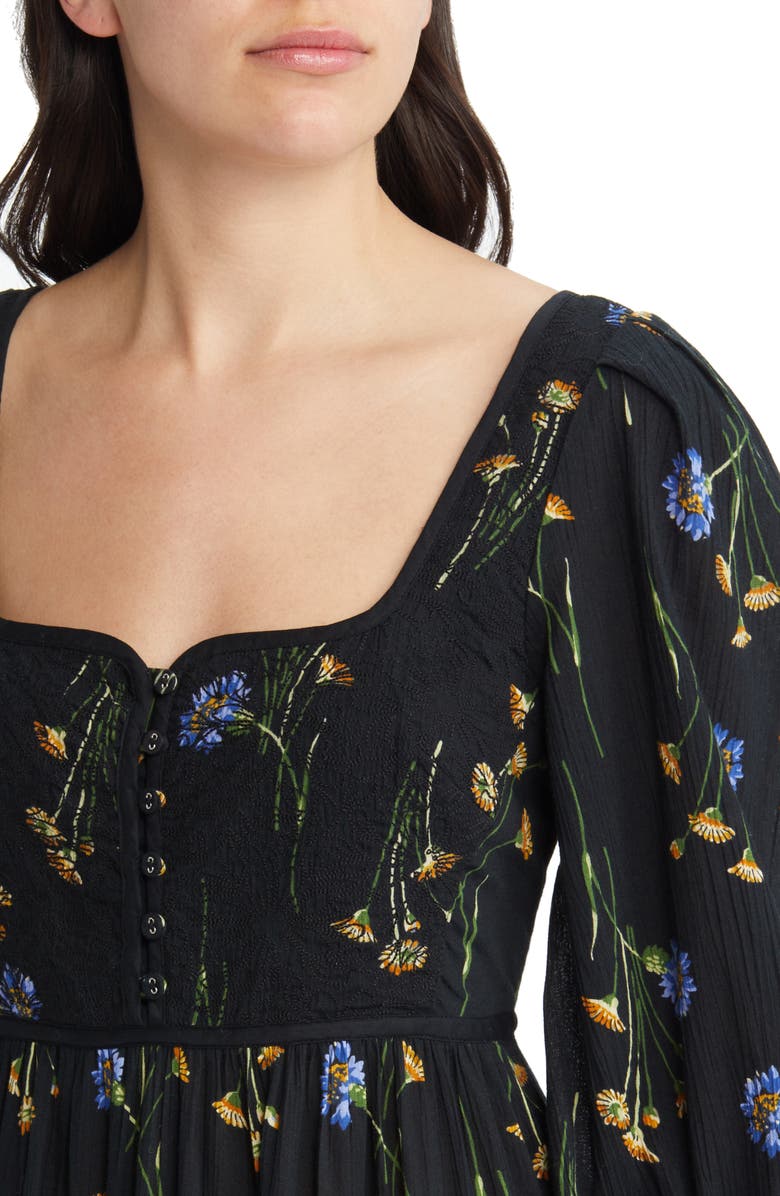 Madewell Xiomara Floral Print Long Sleeve Cotton Dress, Alternate, color, 