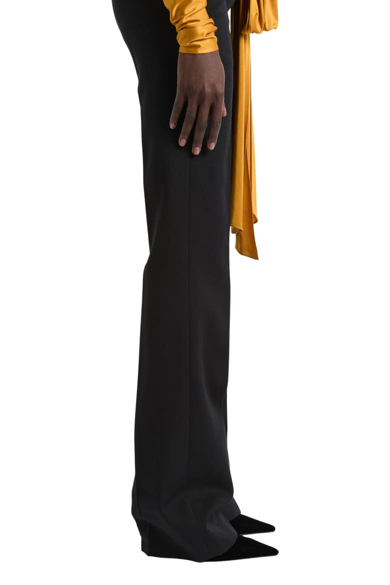 Low-Waisted Wool Satin Trousers, Alternate, color, black