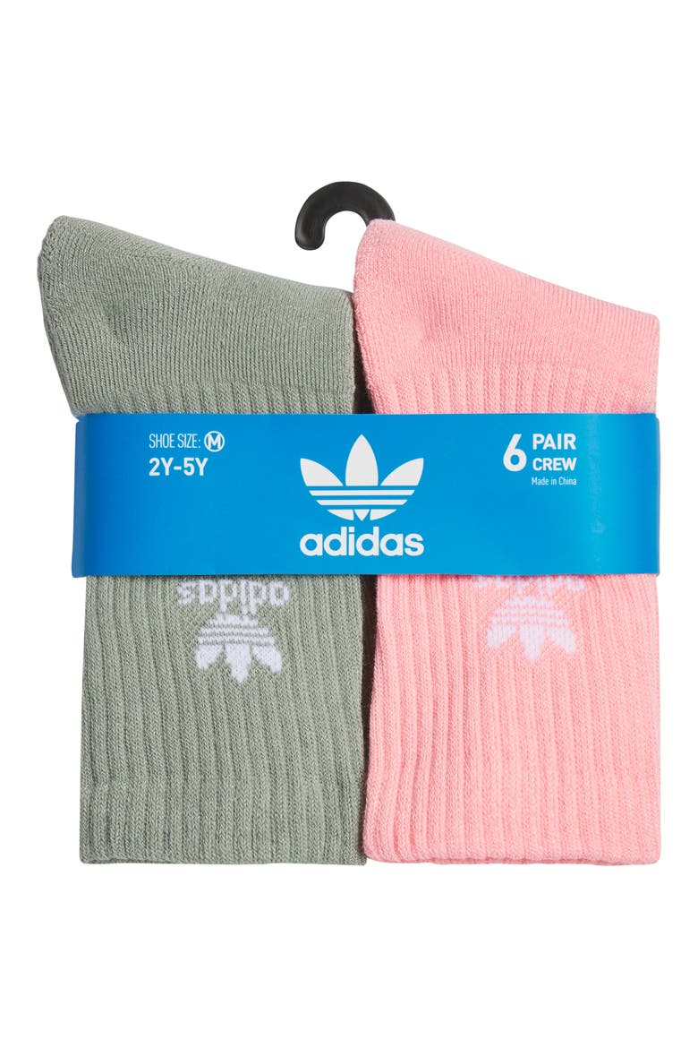 Kids' 6-Pack Originals Performance Crew Socks, Alternate, color, LIGHT GREEN