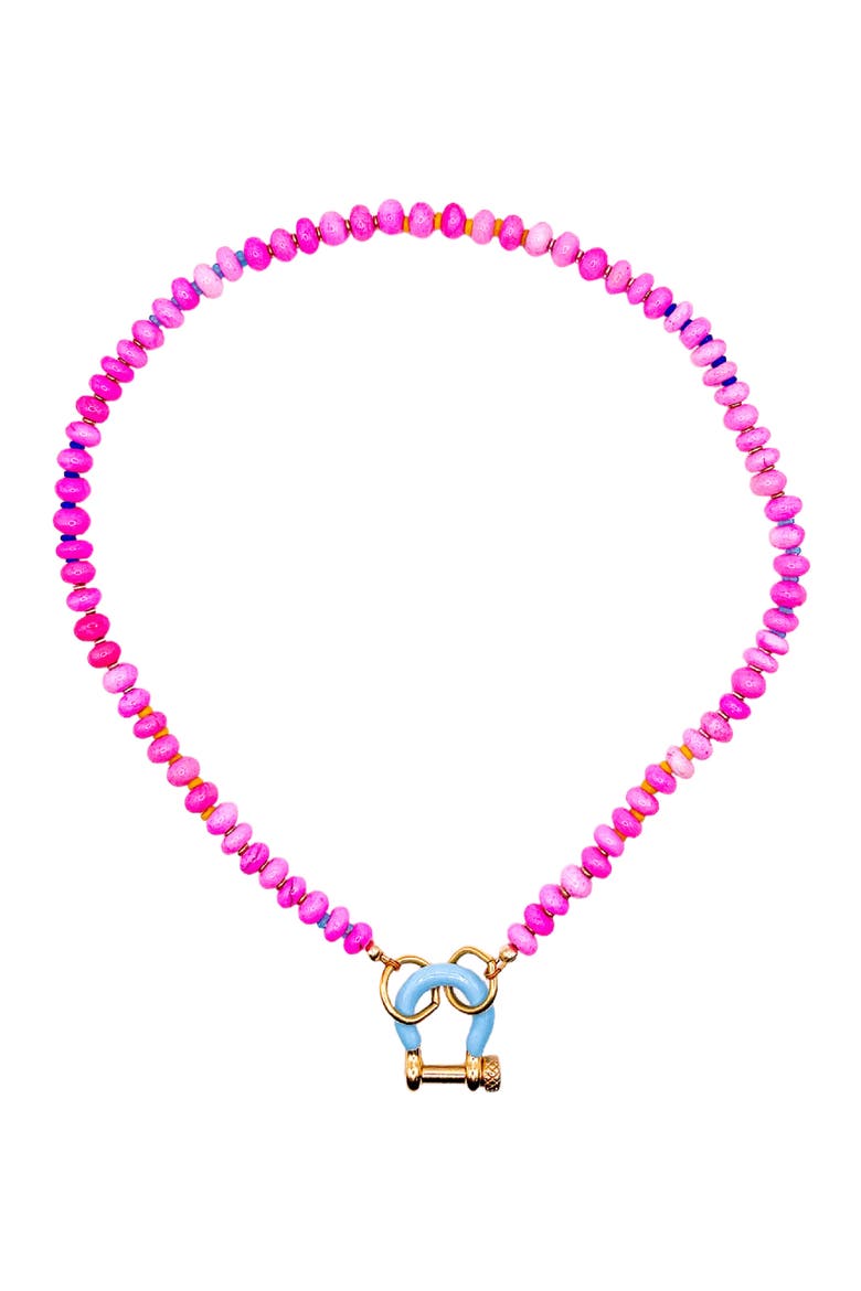 Maui Pink Opal Gold Plated Necklace, Main, color, Pink