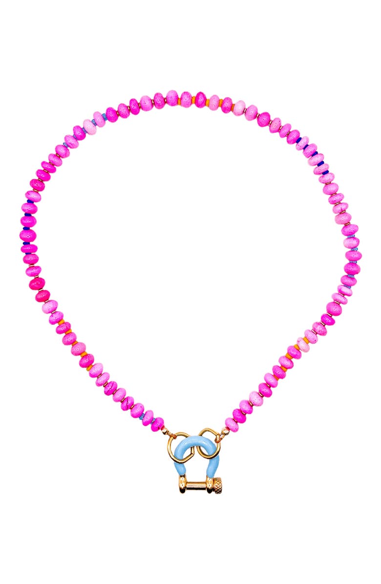 SHOP SPICY DAN Maui Pink Opal Gold Plated Necklace, Main, color, Pink