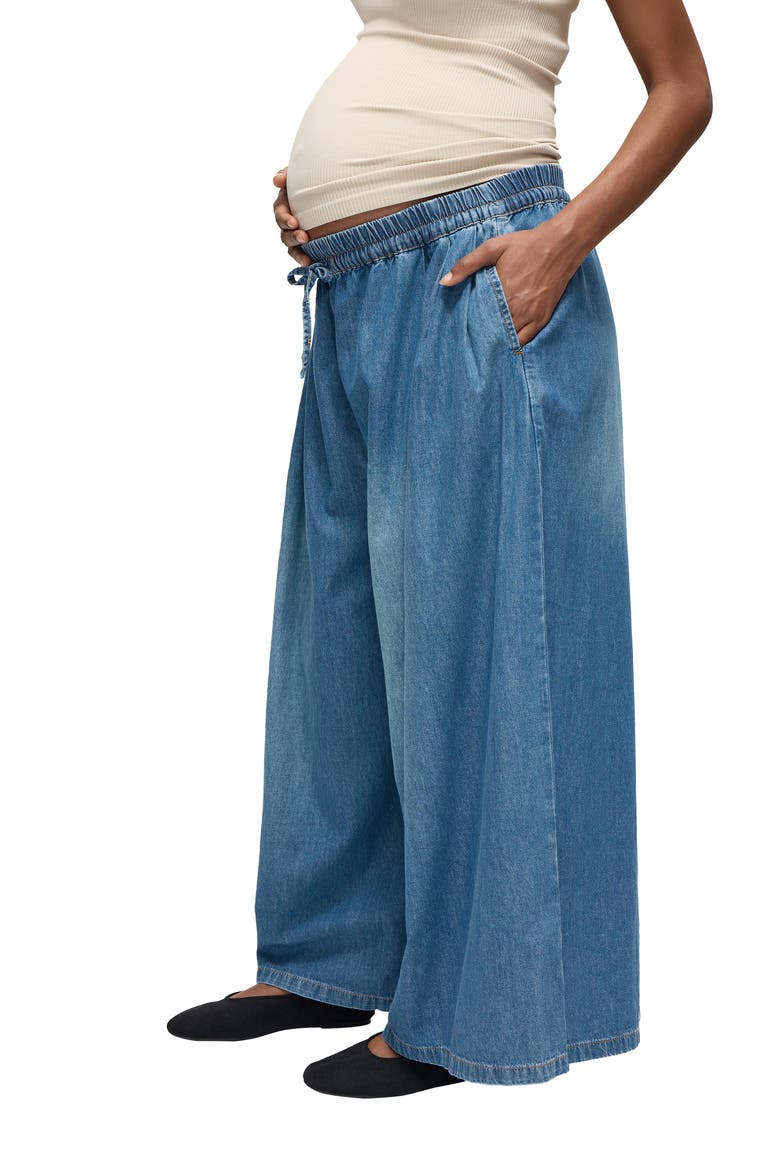 The Easy Wide Leg Denim Maternity Pant, Alternate, color, Med Wash