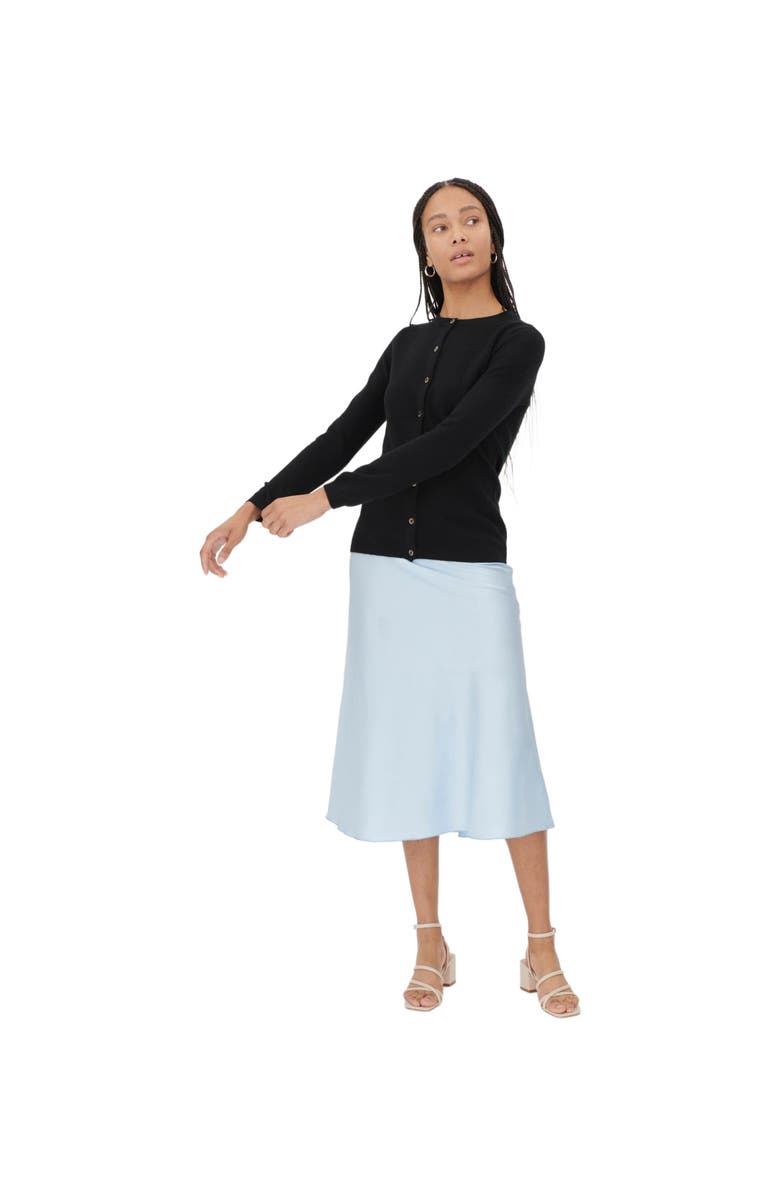 GOBI Mongolian Cashmere Crew Neck Cardigan, Main, color, Brilliant Black