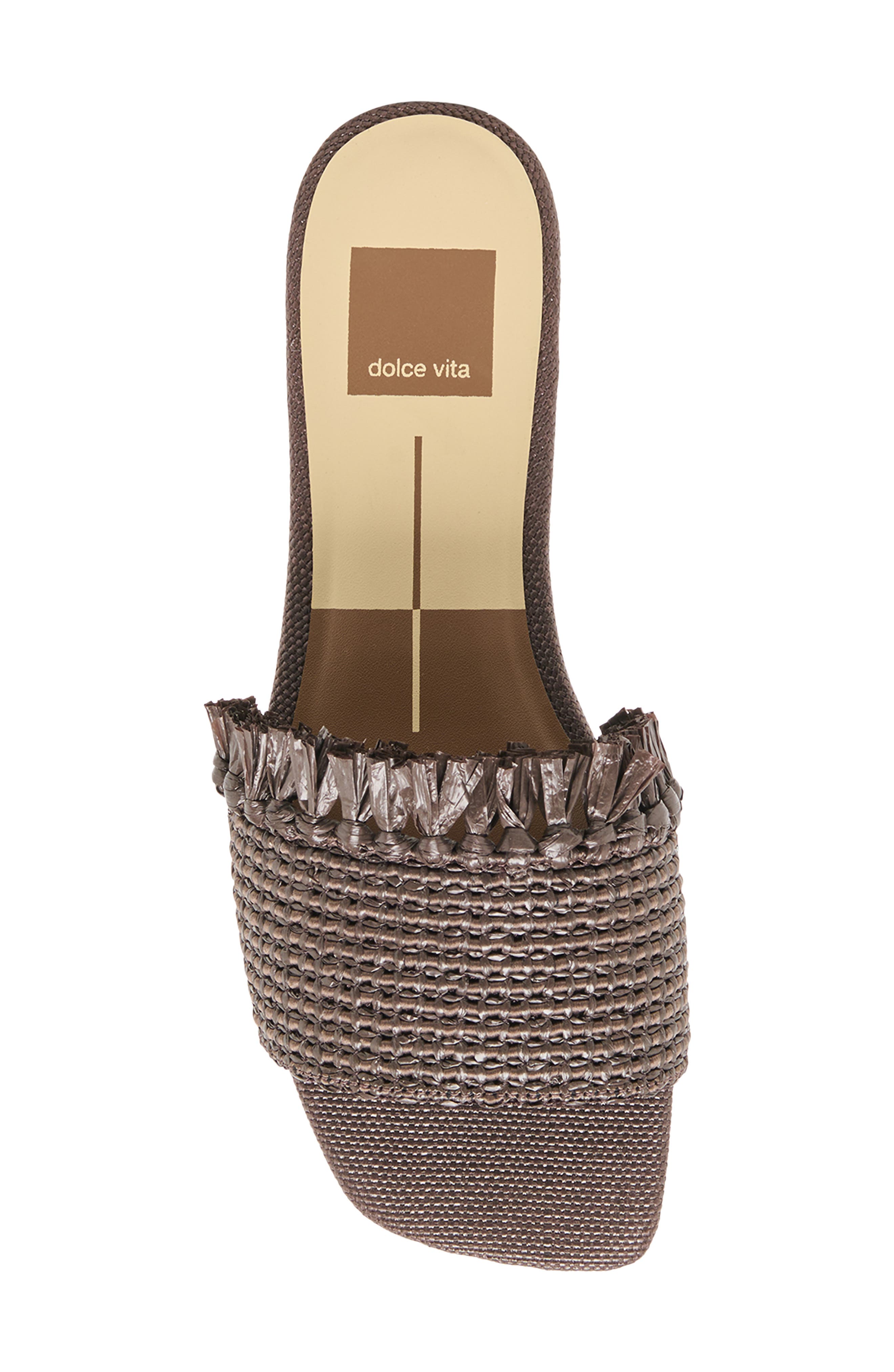 Dolce Vita Lenya Slide Sandal, Alternate, color, Chocolate Raffia