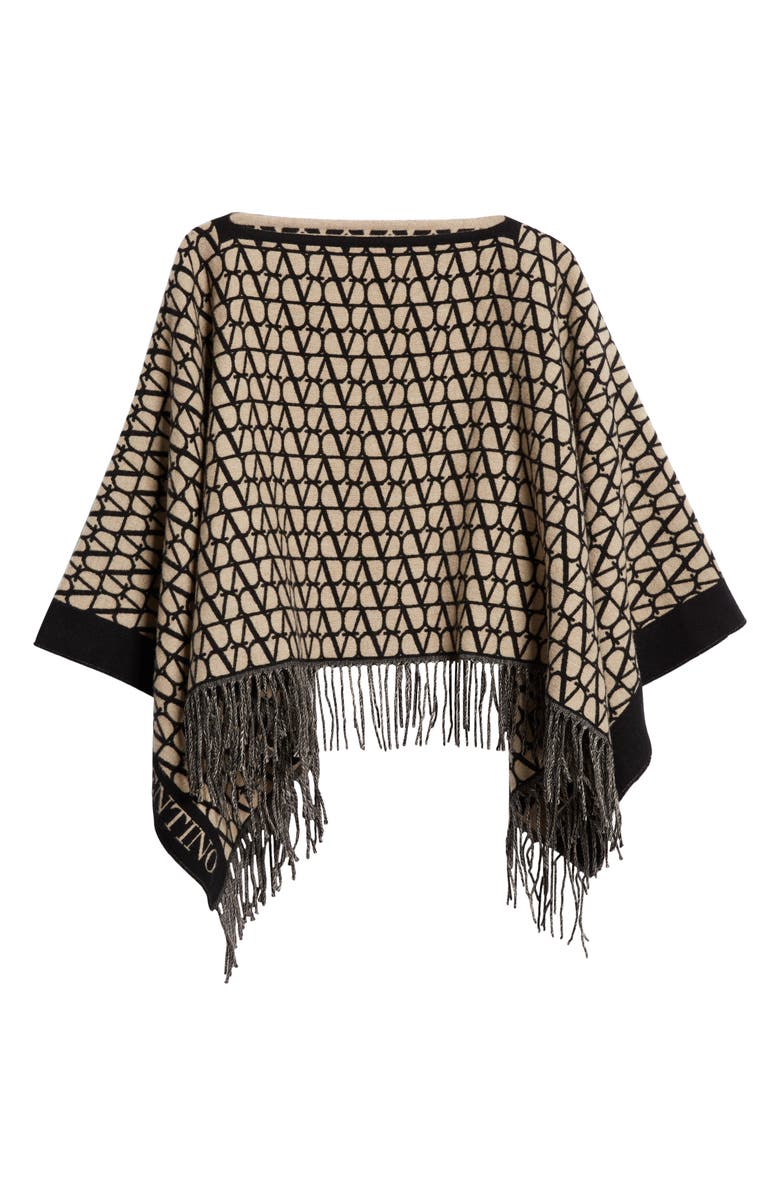 Valentino Garavani VLOGO Toile Iconographe Virgin Wool & Cashmere Poncho, Alternate, color, 