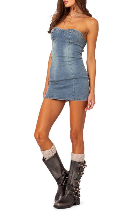 Alissa Strapless Denim Minidress