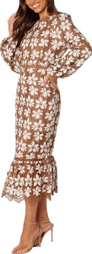Petal & Pup Pierre Floral Long Sleeve Lace Midi Dress