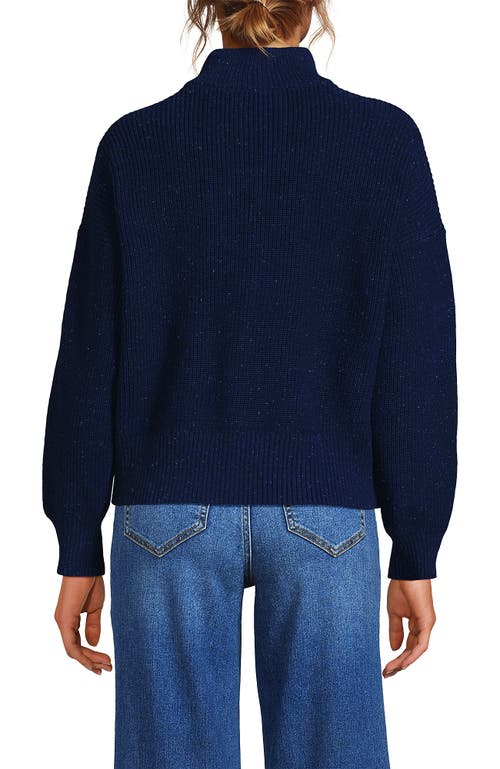Lands' End Drifter Shaker Wedge Quarter Zip Sweater In Blue