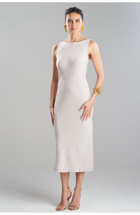 Stretch Crepe Tank Column Dress