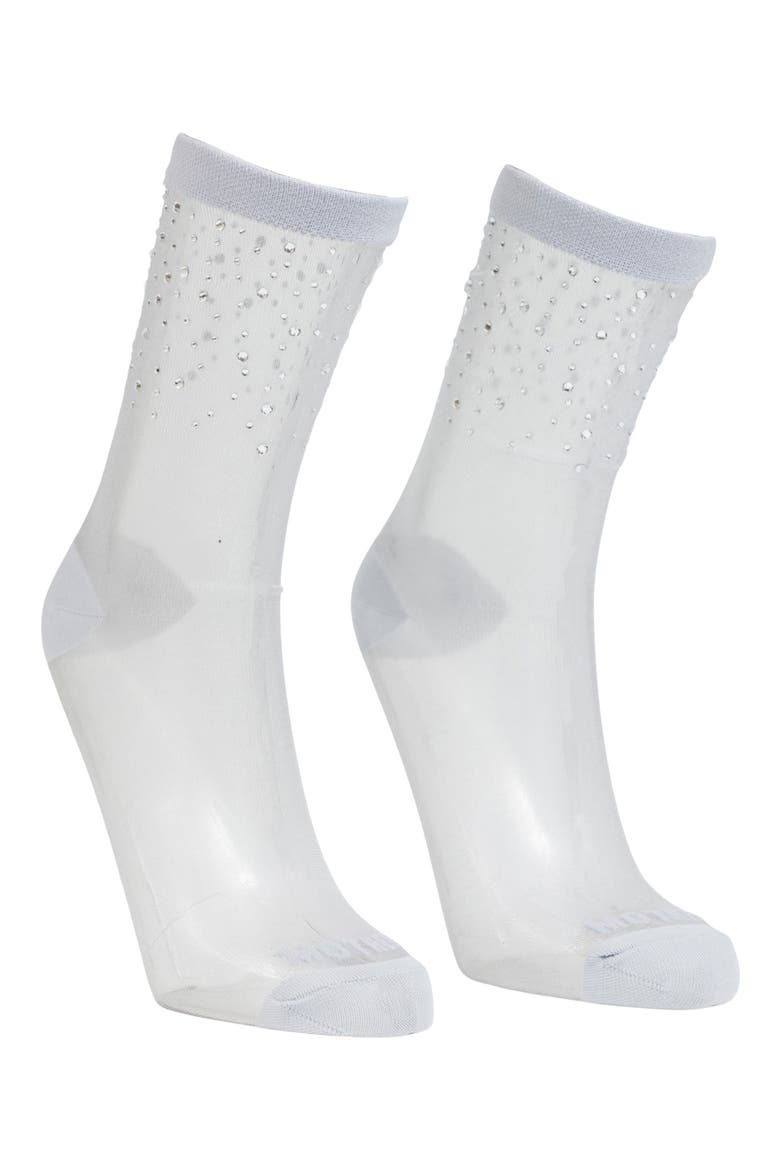 The Half-Step Crystal Embellished Crew Socks, Main, color, SPARKS