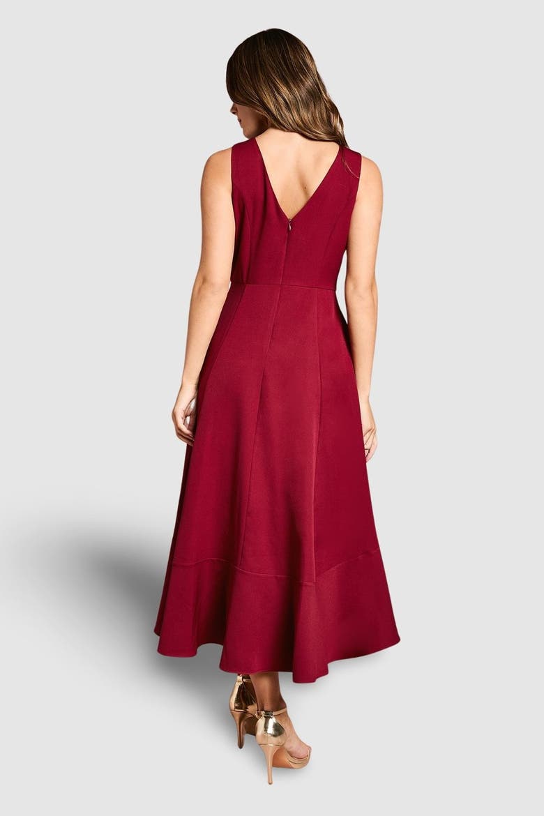 Waterfall Crepe Midi Dress, Alternate, color, Burgundy