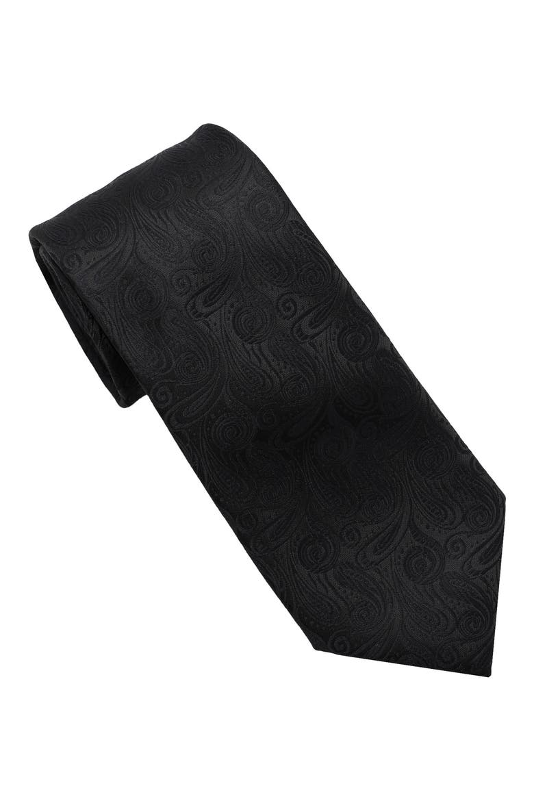 Paisley Jacquard Tie, Main, color, BLACK
