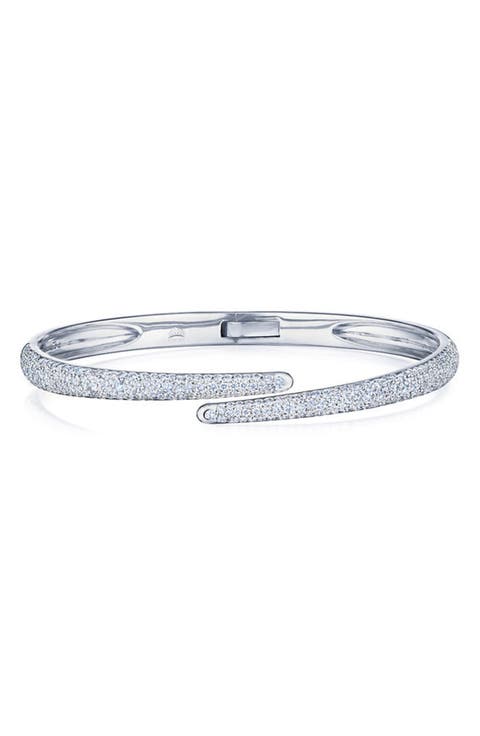 18k Gold Pavé Diamond Bypass Bangle