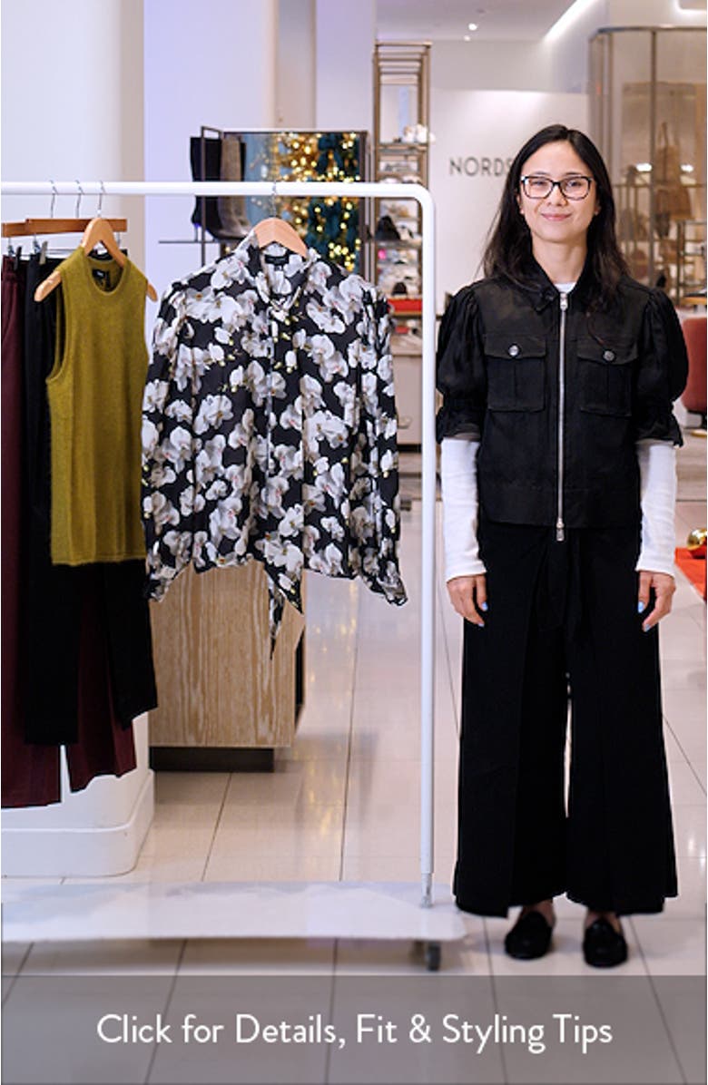 Floral Tie Neck Button-Up Shirt, sales video thumbnail