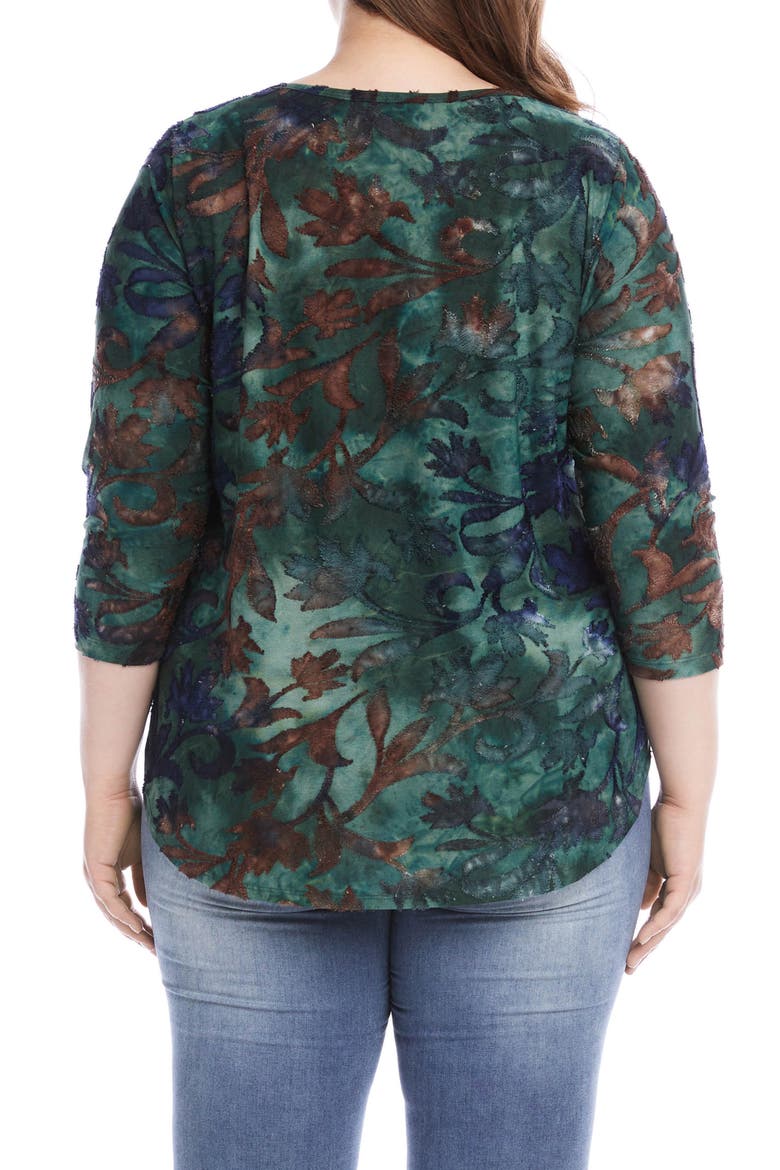 Tie Dye Burnout Shirttail Knit Top, Alternate, color, OLIVE