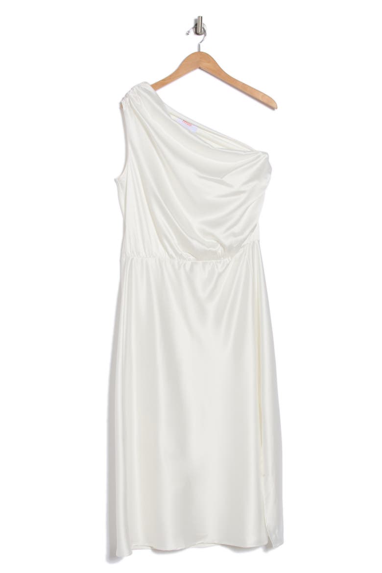 One-Shoulder Satin Midi Dress, Alternate, color, IVORY