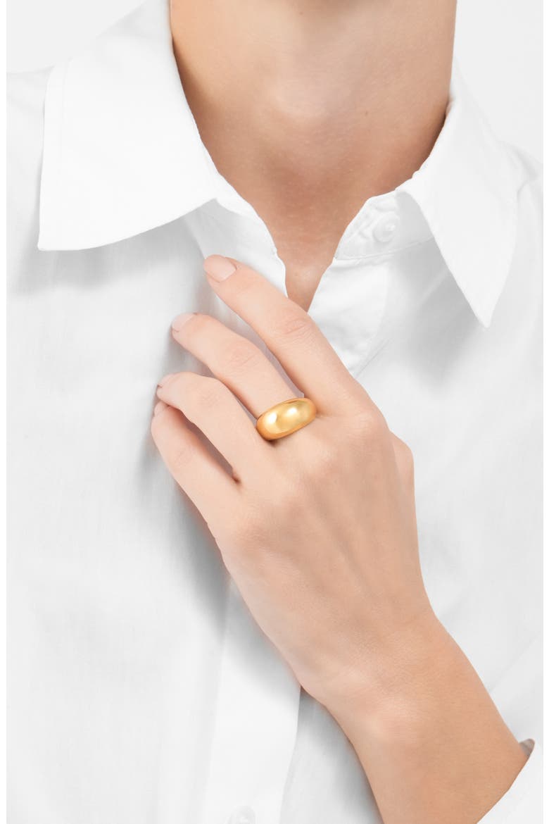 Water Resistant 14K Gold Plated Dome Ring, Alternate, color, YELLOW