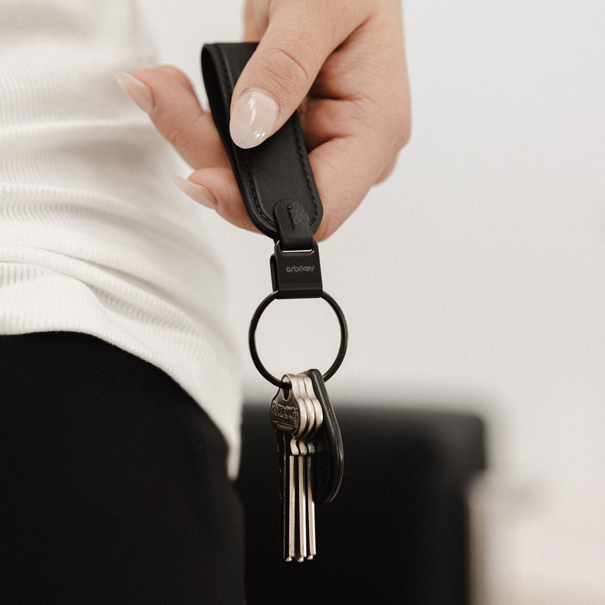 Orbitkey Leather Loop Keychain, Alternate, color, Black