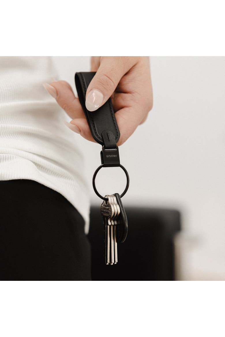 Leather Loop Keychain, Alternate, color, Black