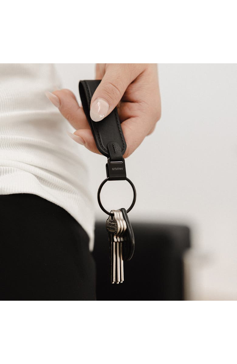 Orbitkey Leather Loop Keychain, Alternate, color, Black