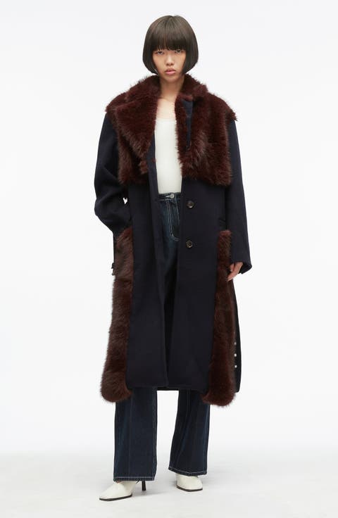 Faux Fur Melton Coat