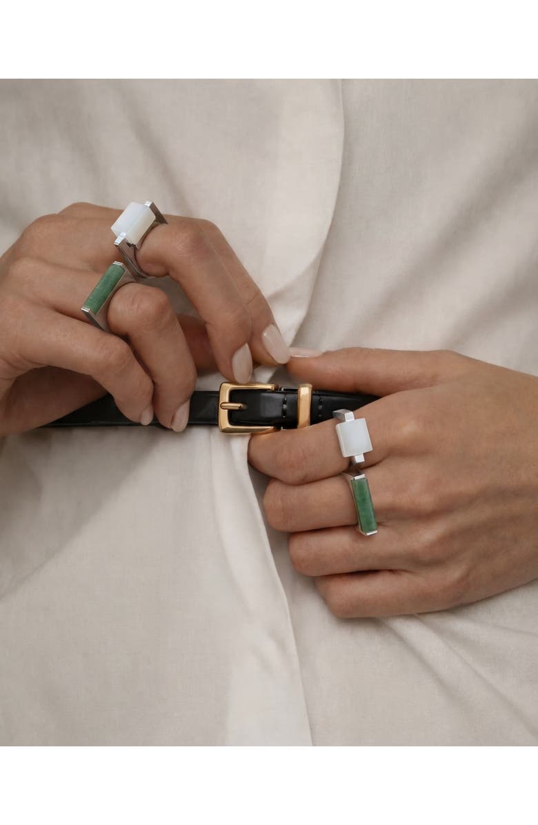 seree Year of the Horse Jade Stone Saddle Ring, Alternate, color, White