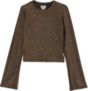 Brixton Dolly Metallic Flare Sleeve Top