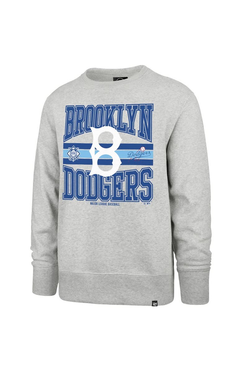 '47 Men's '47 Gray Brooklyn Dodgers Cooperstown Collection Letters Headline Pullover Sweatshirt, Alternate, color, Gray