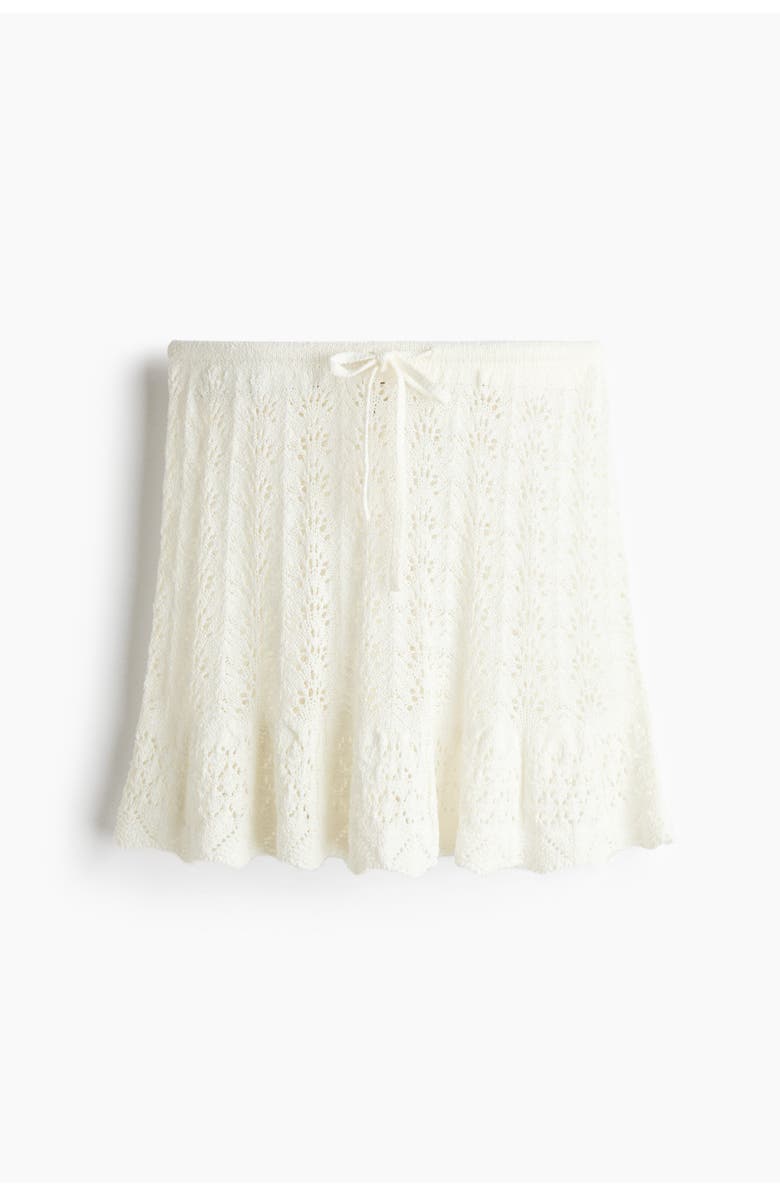 H&M Pointelle-knit Skirt, Main, color, White
