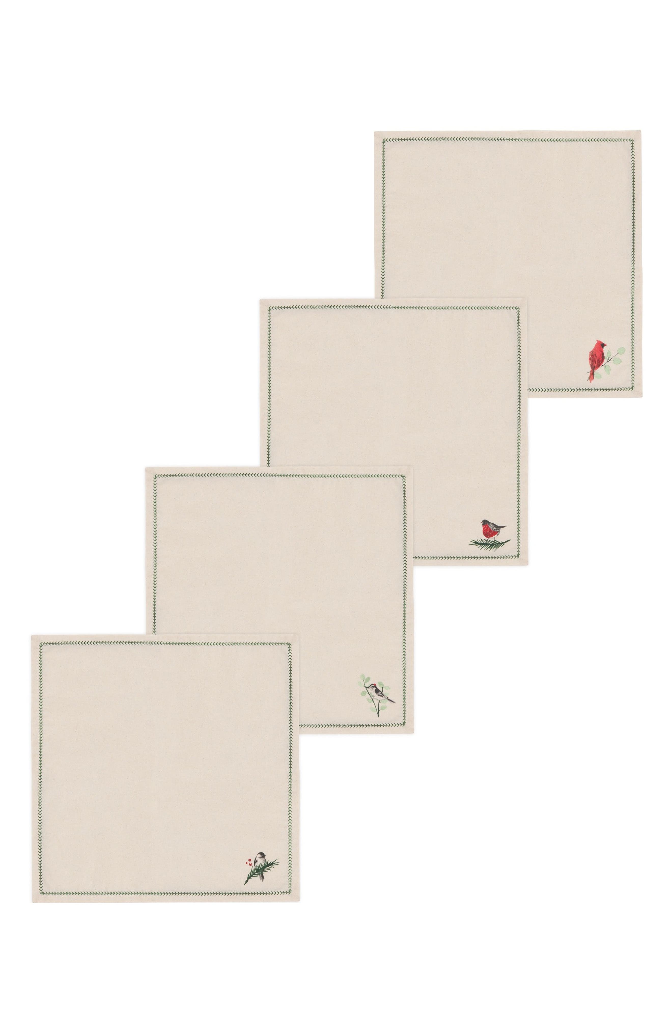 Forest Birds Set of 4 Napkins