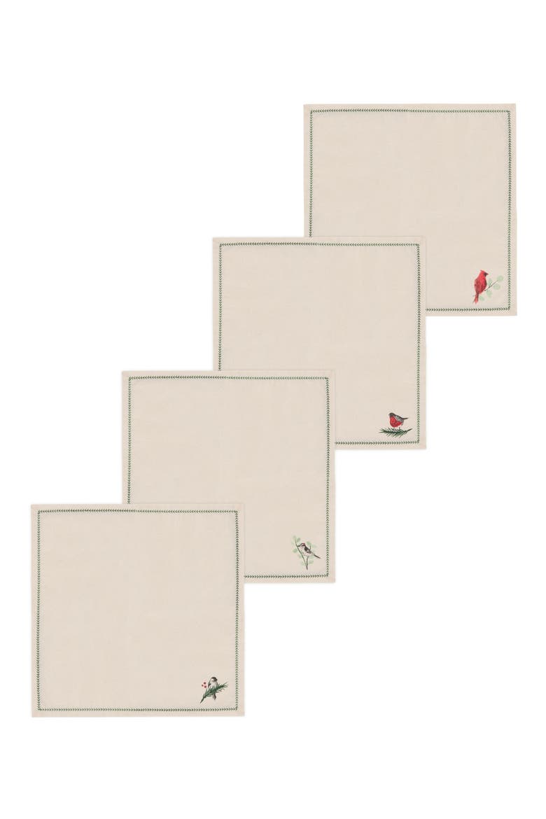 Forest Birds Set of 4 Napkins, Main, color, FOREST BIRDS