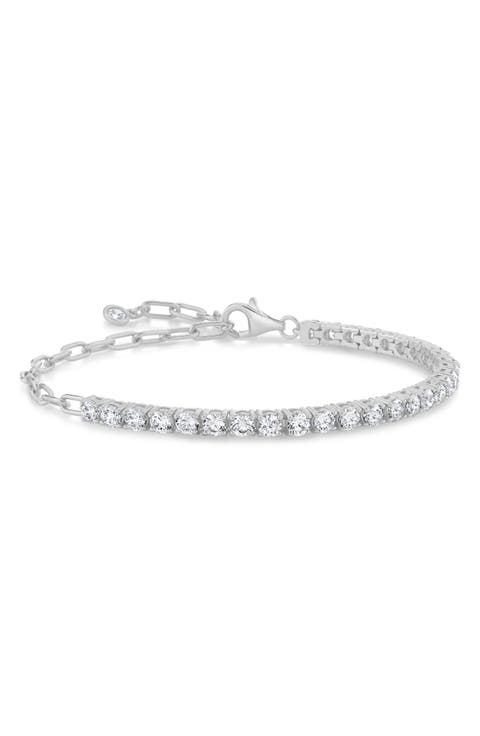 Cubic Zirconia Bar Cable Chain Bracelet