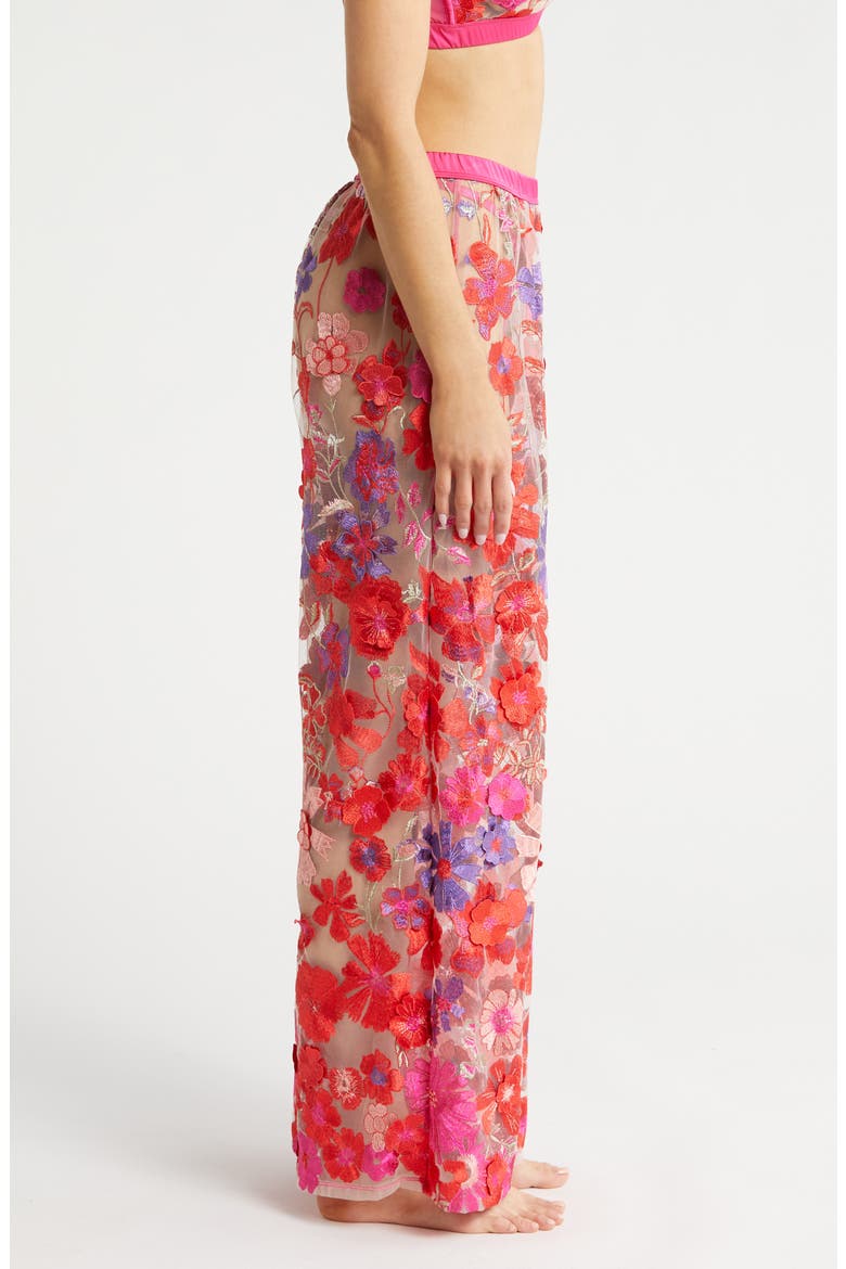 Embroidered Mesh Flare Pants, Alternate, color, MIXED BERRY