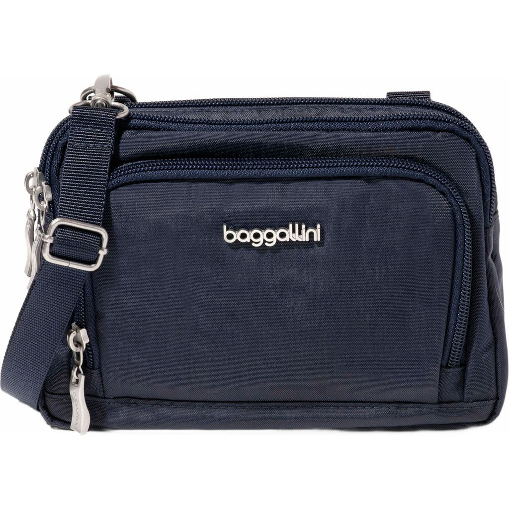 Baggallini Triple Zip Small Convertible Crossbody Bag In French Navy