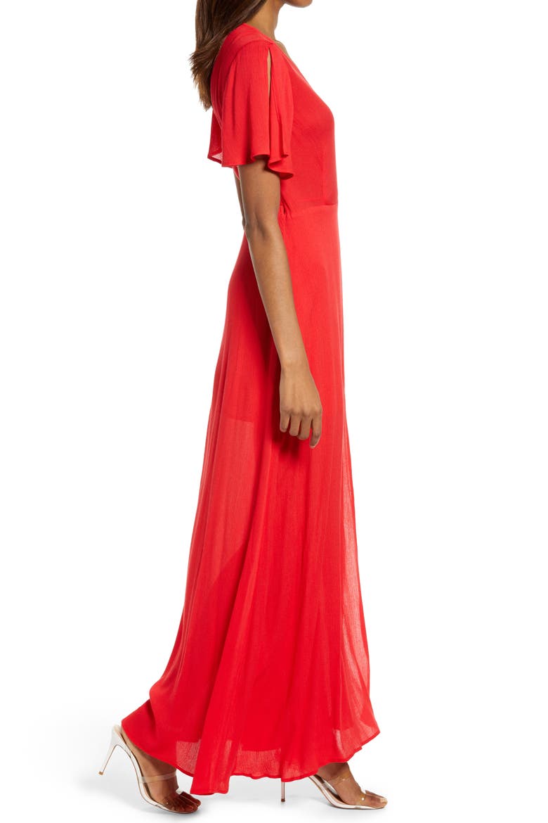 Much Obliged Wrap Maxi Dress, Alternate, color, RED