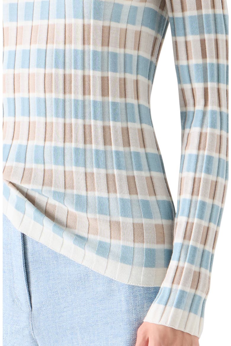 Intarsia Check Wool Turtlneck Sweater, Alternate, color, WINTER WHITE-OAT