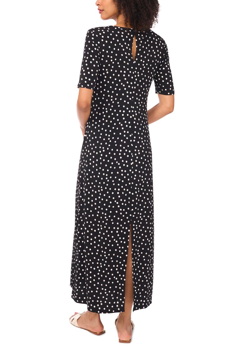 Vince Camuto Print Stretch Jersey Maxi Dress, Alternate, color, Rich Black